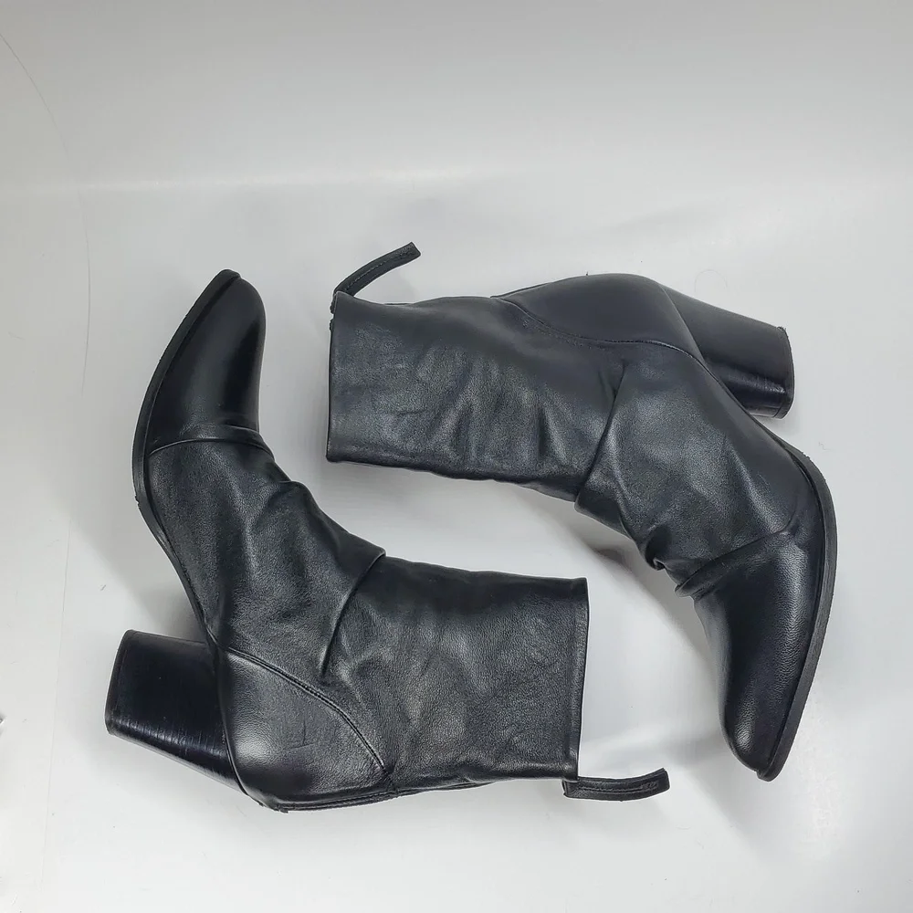 Pierfrancesco Vincenti Black Leather Italian Ankle Boots Block Heel 40